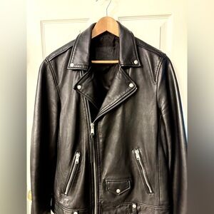 AllSaints Biker black leather jacket size M
